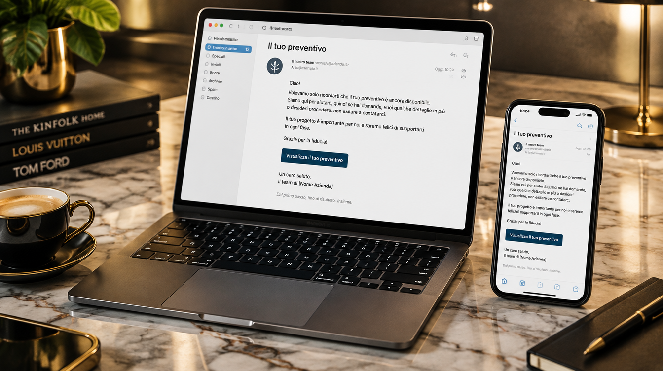 Esempio dimostrativo: email automatica di promemoria su un preventivo ancora disponibile